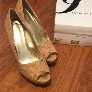 Platform cork open toe heels
